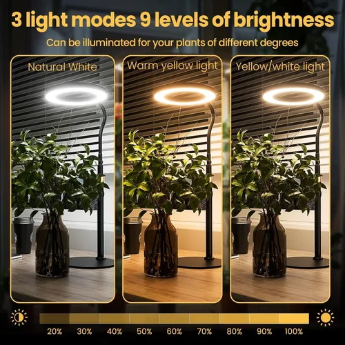 Vista 3 de bseah Luz de crecimiento, luz de soporte para plantas de interior, paquete de 2, lámpara de crecimiento de escritorio de espectro completo