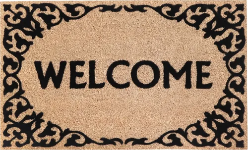 Vista 16 de A1 Home Collections - Alfombra redonda de entrada de Medio círculo de textura de relieve griego, Hello