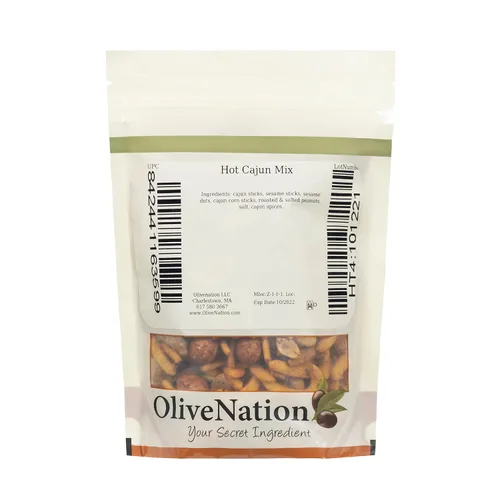 Vista 2 de OliveNation Hot Cajun Mix 2 libras. Hot, Spicy, Salty & Crunchy Trail Mix - Sesame & Corn Sticks, Peanuts, Pepitas & Chili Bits in Classic Bayou