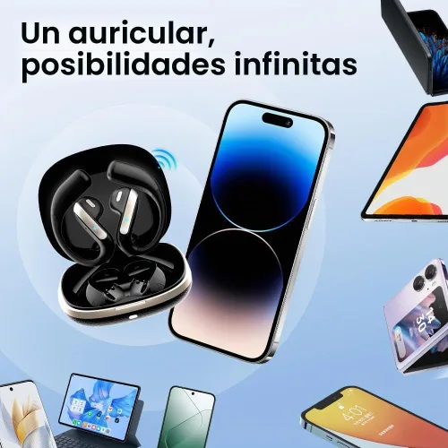 Vista 7 de Piluyaa Auriculares Bluetooth 5.3 de oreja abierta, auriculares inalámbricos deportivos con micrófono integrado con ganchos para los oídos Negro