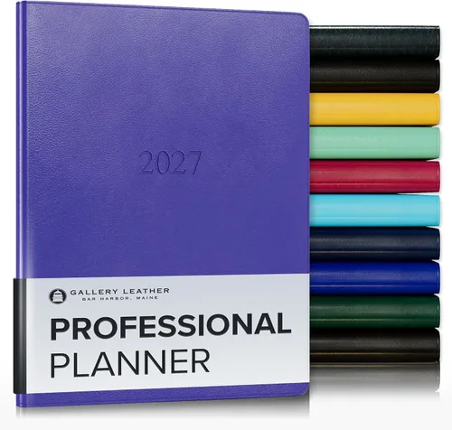 Vista 8 de Gallery Leather Professional Weekly Monthly Planner 2027, Elegantly Bound Calendar Planner and Notebook with Stylish Gold-Gilded Page Edges, 12