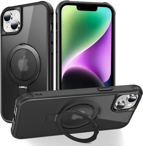 Vista 165 de CHAOFEnG Funda magnética compatible con iPhone 11 con soporte, prueba de caídas de grado militar, compatible con imán, anillo translúcido, parte