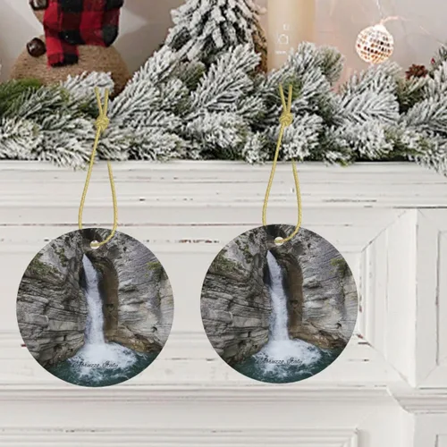 Vista 5 de Abruzzo - Adorno de cerámica de 3 pulgadas impreso de doble cara para Navidad, recuerdo de viaje por la ciudad, adornos colgantes redondos, regalos