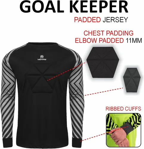 Vista 3 de Camiseta de portero acolchada en el pecho para adultosniños, codo de fútbol acolchado para jóvenesadultos, tallas de manga larga