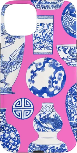Vista 9 de iPhone 16 Blue Willow Chinoiserie Jengibre Tarro Fresco Preppy Rosa Azul Caso