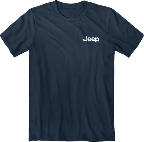 Vista 2 de Jeep Mountain High Men's Short Sleeve T-Shirt, Blue Mountain Design for Outdoors Lovers 100% Ringspun Cotton, Navy