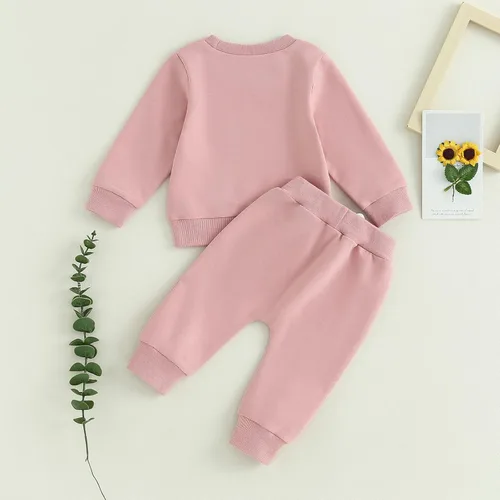 Vista 4 de Karesoull Daddy's Girl - Conjunto de sudadera con estampado de letras para bebé, camisa y pantalón largo para otoño e invierno