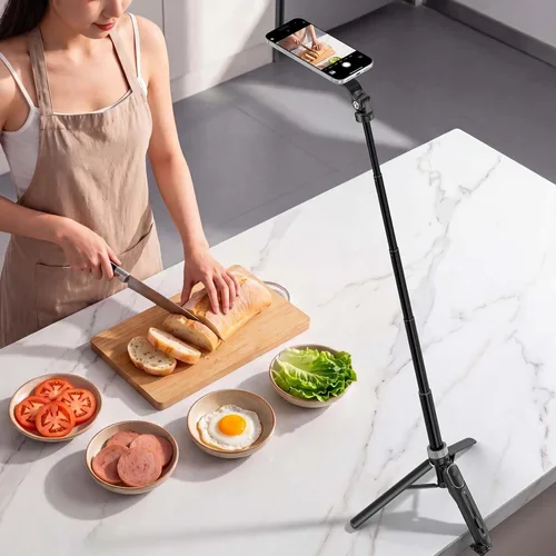Vista 6 de ULANZI TT86 - Trípode magnético para iPhone 17, palo selfie extensible de 35 pulgadas con control remoto, clip de teléfono 2 en 1 y soportes dobles