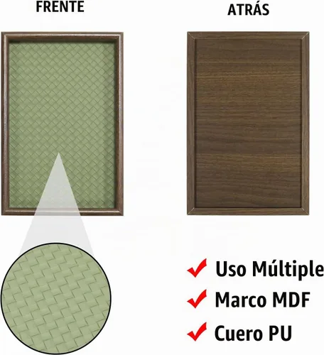 Vista 4 de Bandeja de valet de madera con base de cuero, verde