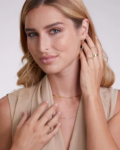 Vista 5 de Milla Anillos de plata de ley para mujer, delicados anillos de oro apilables con círculo abierto y cadena