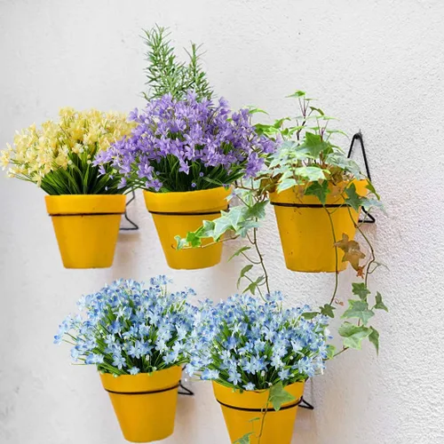 Vista 4 de 6 paquetes de flores artificiales de narcisos, vegetación artificial falsa, resistente a los rayos UV, no se decolora, plantas de plástico sintético