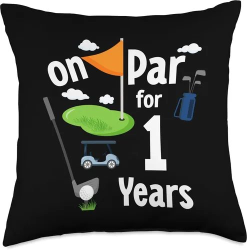 Vista 4 de On Par 1st Birthday Golf Player Theme 1 Year Old B-Day - Almohada de 16 x 16 pulgadas, multicolor