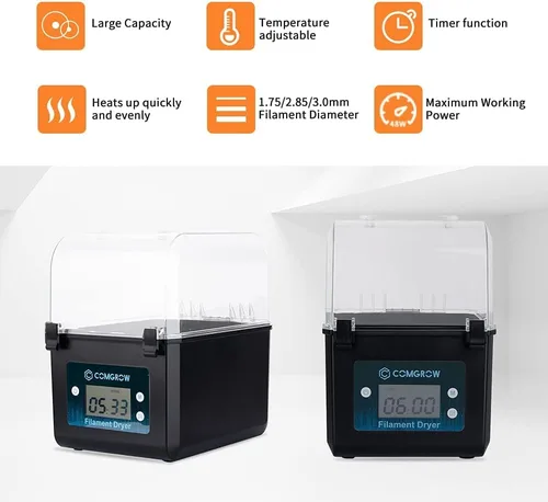 Vista 3 de Comgrow Secador de Filamento, Caja de Secado de Filamento Mejorada, Deshidratador de Filamento 3D de Gran Capacidad para 2KG de Filamento
