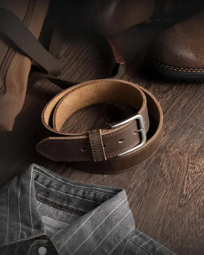 Vista 4 de CHAOREN Cinturón de cuero de grano completo para hombre, cinturones de trabajo para hombres, resistentes, uso diario para pantalones de mezclilla