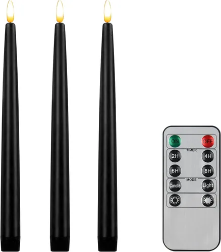 Vista 20 de CVHOMEDECO. Velas cónicas sin llama con control remoto de 10 teclas, velas LED parpadeantes con mecha 3D, funciona con pilas, velas de cera real