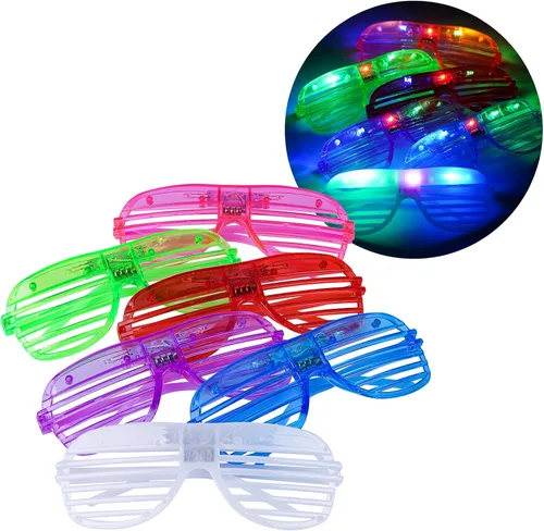 Vista 2 de 12 piezas de luz LED intermitente con obturador ranurado, sombras, regalos de fiesta, rellenos de bolsas (12)