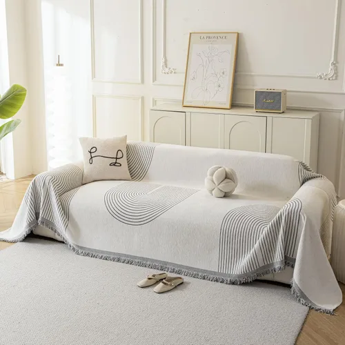 Vista 15 de Fundas Boho para Sofá de 2 Cojines, Funda Deslizable de Chenille para Sofá para Mascotas Lavable, Funda de Loveseat Seccional en Forma de L Manta
