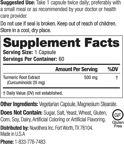 Vista 7 de Nuvothera Cápsulas de curcumina de cúrcuma supermicronizada de absorción rápida, raíz entera, sin OMG, piel, salud intestinal y antioxidantes