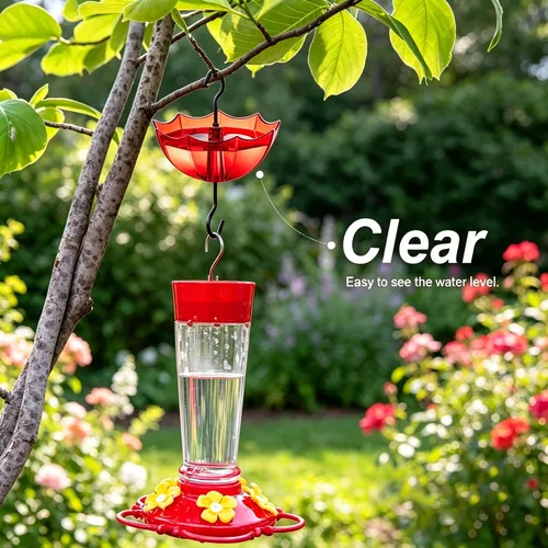 Vista 4 de Foso de hormigas para comederos de colibríes y comederos de orientola, paquete de 2 unidades de 5 onzas x 2 unidades, color rojo, protector