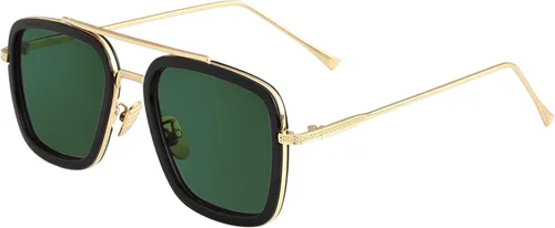 Vista 4 de Kursan Lentes de sol polarizados Tony Stark para hombres y mujeres, montura cuadrada de metal, lentes de Iron Man y Spider-Man