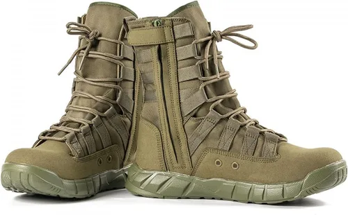 Vista 3 de Botas militares ligeras de 8 pulgadas de media altura hasta el tobillo, color beige, botas de senderismo para senderismo, senderismo, mochilero