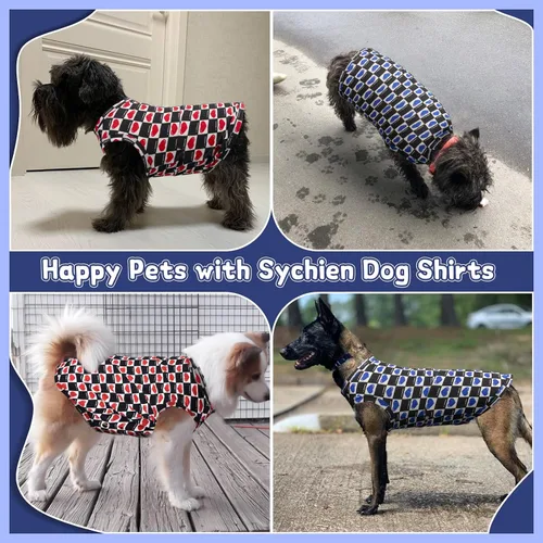Vista 12 de Camisas hawaianas para perros, de secado rápido, de malla refrescante, de verano, con estampado de coco para perros pequeños, azul y amarillo, XS