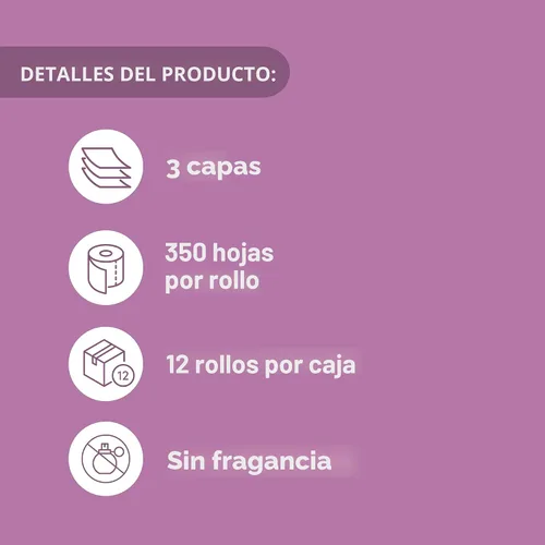 Vista 3 de Amazon Aware Papel higiénico de bambú de 3 capas, sin perfume, 12 rollos, 350 hojas por rollo, total de 4200 hojas, sin plástico
