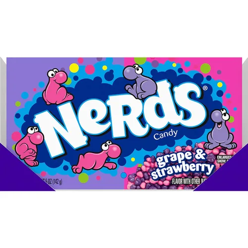 Vista 2 de Nerds Caramelos, sabor uva y fresa, 5 onzas, cajas de caramelos para cine y teatro (paquete de 12)
