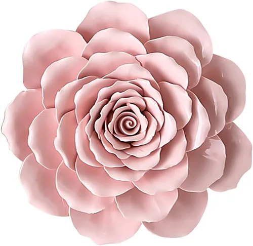 Vista 5 de Decoración de pared de flores de cerámica con rosas artificiales 3D, arte de pared para sala de estar, hogar, pasillo, dormitorio, cocina, granja