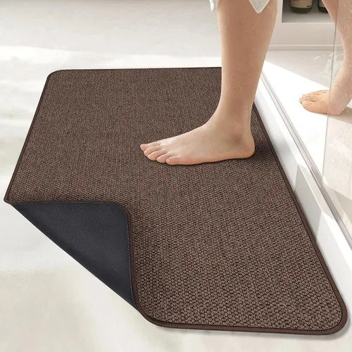 Vista 55 de Tapete de baño ultrafino, con base de goma, antideslizante, secado rápido, lavable a máquina, pelo bajo, absorbente, para ducha exterior, fregadero