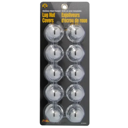 Vista 2 de RoadPro RP-33SS10 Cubierta de tuerca de orejeta con brida de acero inoxidable pulido de 33 mm (paquete de 10)