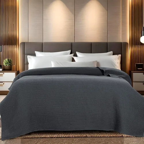 Vista 2 de Bed Bath & Home - Manta de 100% algodón, ligera y transpirable, buena para todas las estaciones, suave y acogedora.