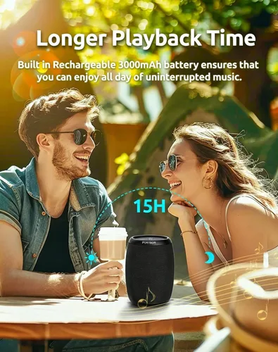 Vista 4 de Altavoz Bluetooth, altavoz inalámbrico portátil con potente sonido estéreo fuerte, BT5.3, IPX5 impermeable, emparejamiento TWS, para fiestas en casa