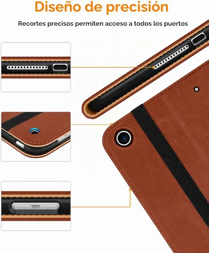 Vista 5 de DTTO Funda para iPad de 9ª/8ª/7ª generación de 10.2 pulgadas 2021/2020/2019, funda folio de negocios de cuero premium con soporte y soporte