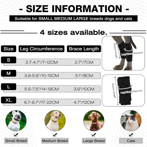 Vista 4 de ROZKITCH Protector de patas de perro para articulación trasera de corvejón o rodilla de pierna delantera, 1 par de mangas de compresión de piernas