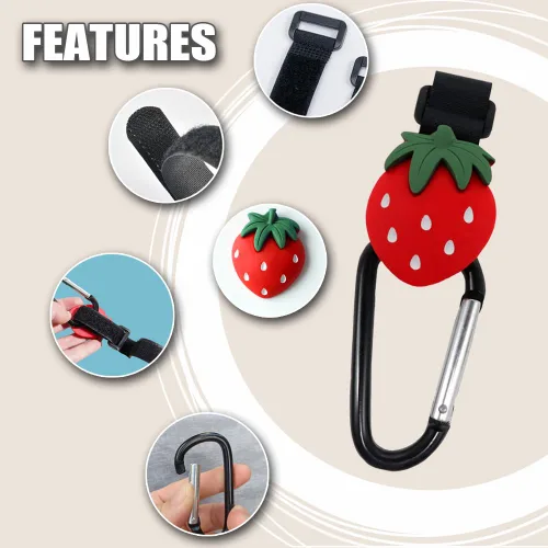 Vista 4 de Ganchos para cochecito de bebé para colgar bolsas y compras, prácticos accesorios para cochecito de bebé, ganchos para bolsas de mamá