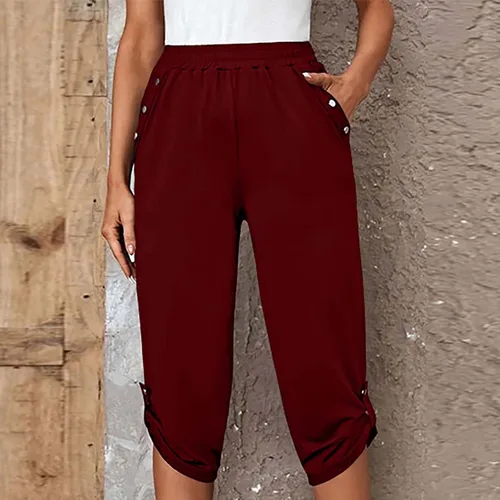 Vista 212 de Pantalones capri para mujer, estilo casual, de verano, elásticos, de cintura alta, pantalones de yoga, ajuste atlético, pantalones deportivos