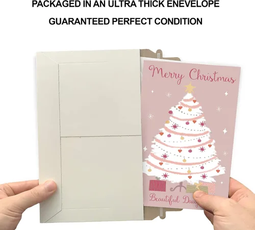 Vista 5 de Prime Greetings Tarjeta de Navidad para hija, fabricada en Estados Unidos, ecológica, tarjeta gruesa con sobre de primera calidad de 5 x 7.75