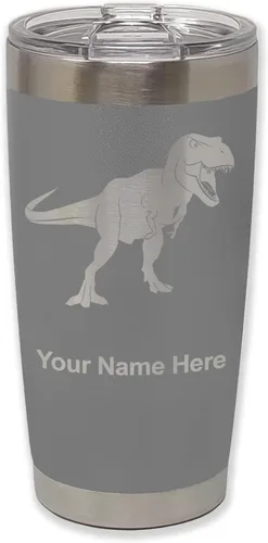 Vista 34 de LaserGram Vaso aislado al vacío de 20 onzas, dinosaurio Tiranosaurio Rex, grabado personalizado incluido (negro)