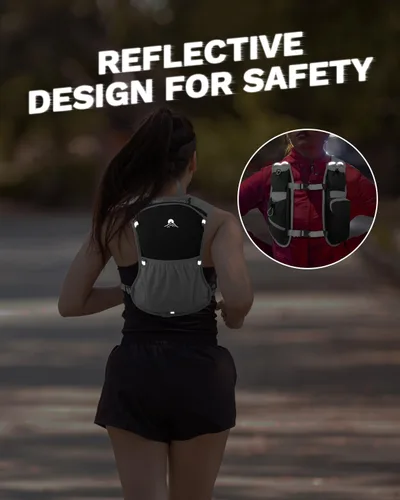 Vista 7 de Chaleco de correr para mujeres y hombres, mochila de hidratación para correr, chaleco para corredores, chaleco de hidratación, con soporte frontal