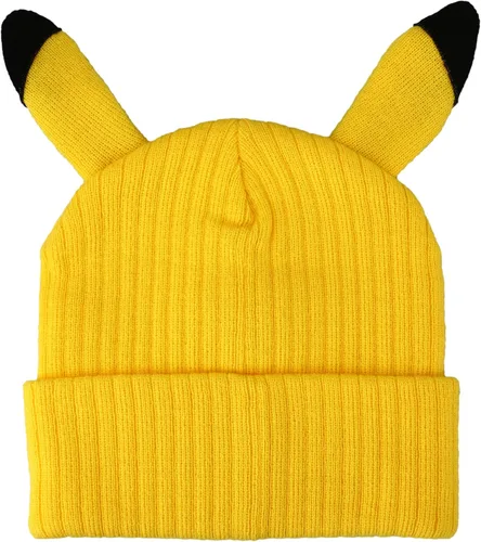 Vista 3 de Bioworld Pokemon Pikachu Inspired Yellow Cuff Beanie, Amarillo
