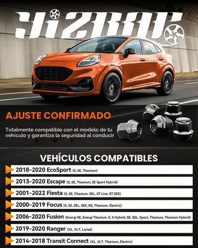 Vista 3 de YIZBAP Tuercas de llanta de rueda OEM M12x1.5, 20PCS 12mmx1.5 tuercas