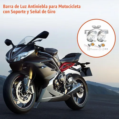 Vista 6 de labwork Barra de luz antiniebla direccional para motocicleta con soporte y señal de giro Cromo
