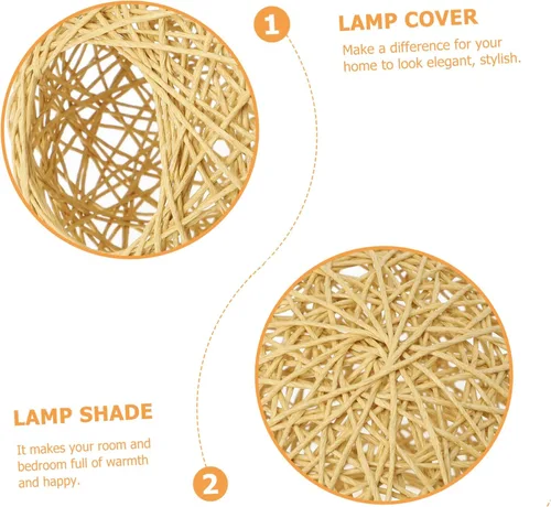 Vista 9 de DOITOOL 2 sets cubierta de luz de uso interior tejida pantalla lámpara colgante decorativa para dormitorio 2 unids*2