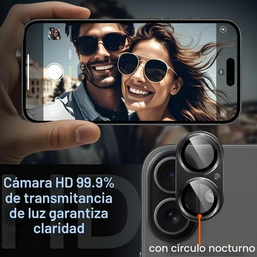 Vista 6 de JETech Protector de lente de cámara para iPhone 17, negro, paquete de 1 Vidrio templado 9H de cobertura completa, acabado de metal mate