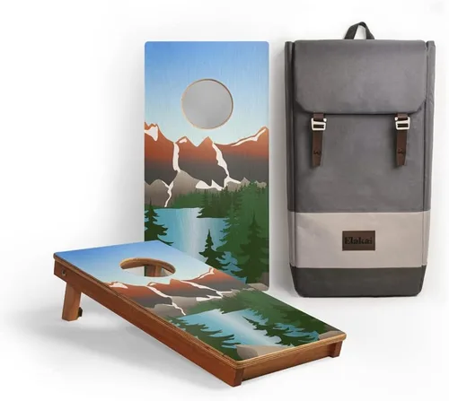 Vista 13 de Elakai National Parks Series - Tablas de Cornhole de viaje premium con estuche de transporte, mochila de 1 x 2 Marrón