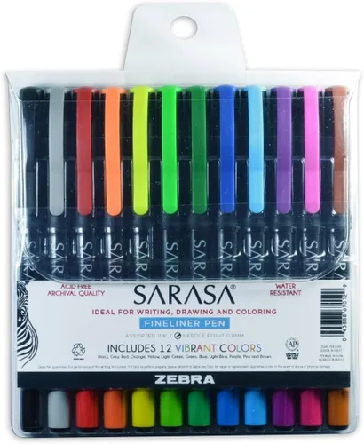 Vista 11 de Zebra Pen Sarasa Marcador de punta fina, punta de aguja, 0.8 mm, colores de tinta surtidos, paquete de 4 Variado