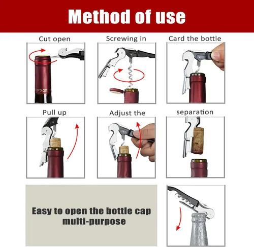 Vista 6 de RECUTMS - 12 paquetes de sacacorchos para vino, llave de vino, de acero inoxidable, plegable, para cerveza o botellas, cortador de lámina dentada
