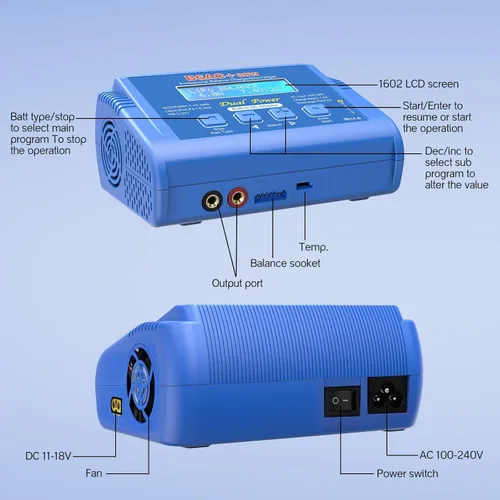 Vista 5 de LiPo Cargador de batería RC Balance Cargador de batería rápido Descargador de batería 80W 6A Cargador de batería digital inteligente para 1S-6S LiPo