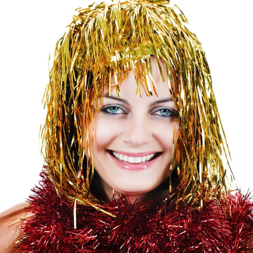 Vista 6 de Sumind 4 piezas de pelucas de oropel de aluminio para vestido elegante, peluca de fiesta brillante para adultos, suministros metálicos de cosplay